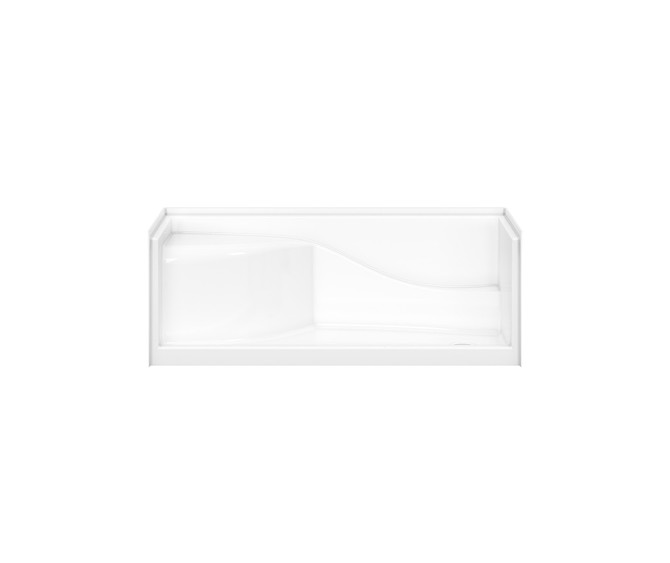 Olio 6030 Seated Base AcrylX Alcove Shower Base with Left-Hand Drain in White