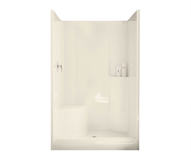 Evergreen 48 x 37 AcrylX Alcove Center Drain One-Piece Shower in Bone