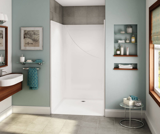 OPS-4248 - Base Model AcrylX Alcove Center Drain One-Piece Shower in White