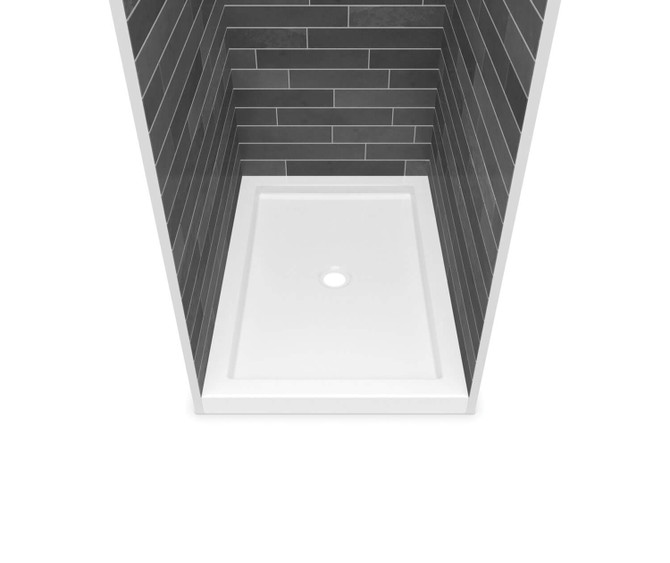 B3Round 4836 Acrylic Alcove Deep Shower Base in White with Center Drain