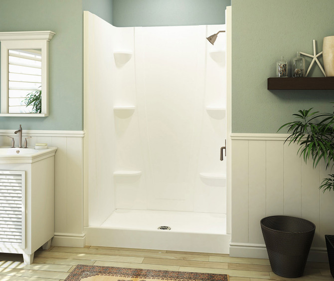 VP4834CS 48 x 34 Solid Surface Alcove Center Drain Four-Piece Shower in White