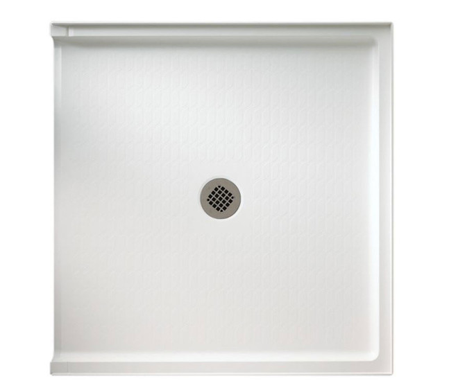 FTS-3738 37 x 38 Veritek Alcove Shower Pan with Center Drain in White