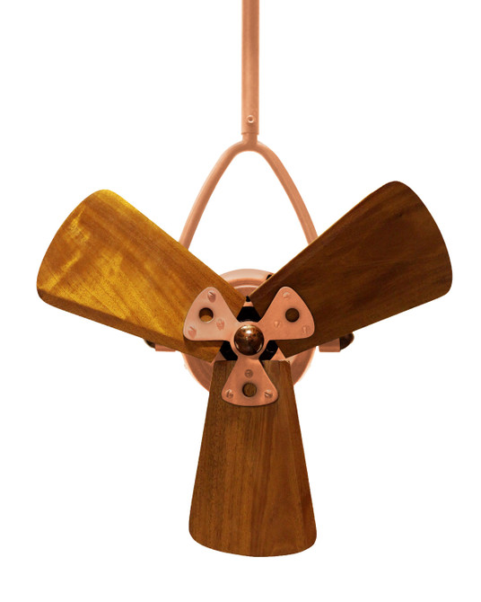 Jarold Direcional ceiling fan in Brushed Copper finish with solid sustainable mahogany wood blades.