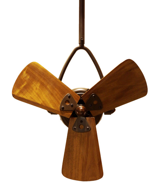 Jarold Direcional ceiling fan in Bronzette finish with solid sustainable mahogany wood blades.