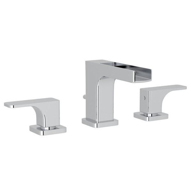 Quartile Widespread Lavatory Faucet With Trough Polished Chrome