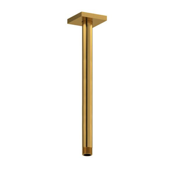 12" Ceiling Mount Shower Arm With Square Escutcheon Brushed Gold