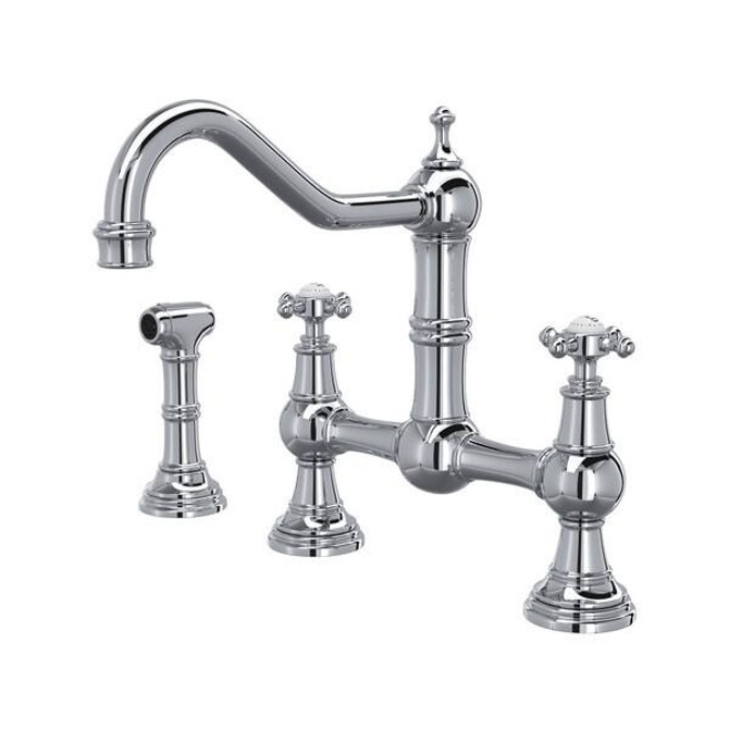 Edwardian Bridge Kitchen Faucet With Side Spray Polished Chrome