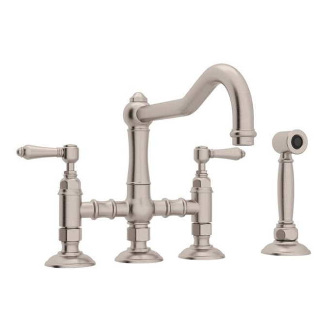 Acqui® Bridge Kitchen Faucet With Side Spray Satin Nickel