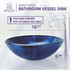 Meno Series Deco-Glass Vessel Sink in Lustrous Blue