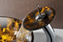 Timbre Series Deco-Glass Vessel Sink in Kindled Amber with Matching Chrome Waterfall Faucet