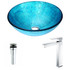 Accent Series Deco-Glass Vessel Sink in Blue Ice with Enti Faucet in Chrome