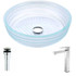 Canta Series Deco-Glass Vessel Sink in Lustrous Translucent Crystal with Enti Faucet in Brushed Nickel