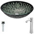 Bravo Series Deco-Glass Vessel Sink in Lustrous Black with Harmony Faucet in Brushed Nickel
