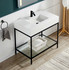 Ventura 36 in. Console Sink in Matte Black with Matte White Counter Top