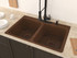 Elen Drop-in Handmade Copper 33 in. 4-Hole 50/50 Double Bowl Kitchen Sink in Hammered Antique Copper