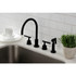 Kingston Brass KS8720CKLBS Kaiser Widespread Kitchen Faucet with Brass Sprayer, Matte Black