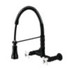 Gourmetier GS1240PX Heritage Two-Handle Wall-Mount Pull-Down Sprayer Kitchen Faucet, Matte Black
