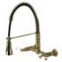 Gourmetier GS1243PL Heritage Two-Handle Wall-Mount Pull-Down Sprayer Kitchen Faucet, Antique Brass