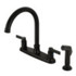 Kingston Brass FB7790NDLSP NuvoFusion 8-Inch Centerset Kitchen Faucet with Sprayer, Matte Black