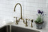 Kingston Brass KS7793ALBS English Country Bridge Kitchen Faucet with Brass Sprayer, Antique Brass