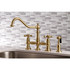 Kingston Brass KS3277AXBS Restoration 8-Inch Bridge Kitchen Faucet with Sprayer, Brushed Brass