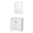 Sheffield 30 Inch Single Bathroom Vanity in White, No Countertop, No Sink, and 24 Inch Mirror