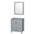 Sheffield 30 Inch Single Bathroom Vanity in Gray, No Countertop, No Sink, and Medicine Cabinet