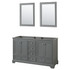 Deborah 60 Inch Double Bathroom Vanity in Dark Gray, No Countertop, No Sinks, and 24 Inch Mirrors