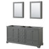 Deborah 72 Inch Double Bathroom Vanity in Dark Gray, No Countertop, No Sinks, and Medicine Cabinets