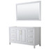 Daria 60 Inch Single Bathroom Vanity in White, No Countertop, No Sink, 58 Inch Mirror, Brushed Gold Trim