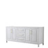 Daria 80 Inch Double Bathroom Vanity in White, No Countertop, No Sink, Brushed Gold Trim