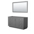 Miranda 60 Inch Single Bathroom Vanity in Dark Gray, No Countertop, No Sink, Brushed Nickel Trim, 58 Inch Mirror