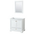 Deborah 36 Inch Single Bathroom Vanity in White, No Countertop, No Sink, Brushed Gold Trim, 24 Inch Mirror