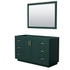 Miranda 54 Inch Single Bathroom Vanity in Green, No Countertop, No Sink, Brushed Gold Trim, 46 Inch Mirror