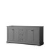 Avery 72 Inch Double Bathroom Vanity in Dark Gray, No Countertop, No Sinks, Matte Black Trim