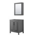 Daria 30 Inch Single Bathroom Vanity in Dark Gray, No Countertop, No Sink, Matte Black Trim, Medicine Cabinet