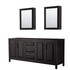 Daria 80 Inch Double Bathroom Vanity in Dark Espresso, No Countertop, No Sink, Matte Black Trim, Medicine Cabinets