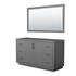 Icon 60 Inch Single Bathroom Vanity in Dark Gray, No Countertop, No Sink, Matte Black Trim, 58 Inch Mirror