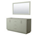 Icon 66 Inch Double Bathroom Vanity in Light Green, No Countertop, No Sink, Brushed Nickel Trim, 58 Inch Mirror