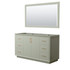 Strada 60 Inch Single Bathroom Vanity in Light Green, No Countertop, No Sink, Satin Bronze Trim, 58 Inch Mirror