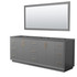 Strada 84 Inch Double Bathroom Vanity in Dark Gray, No Countertop, No Sink, Satin Bronze Trim, 70 Inch Mirror