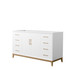 Amici 60 Inch Single Bathroom Vanity in White, No Countertop, No Sink, Satin Bronze Trim