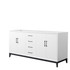 Amici 72 Inch Double Bathroom Vanity in White, No Countertop, No Sink, Matte Black Trim