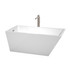 Hannah 59 Inch Freestanding Bathtub in White with Floor Mounted Faucet, Drain and Overflow Trim in Brushed Nickel