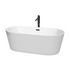 Carissa 67 Inch Freestanding Bathtub in White with Floor Mounted Faucet, Drain and Overflow Trim in Matte Black