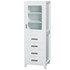 Sheffield 24 Inch Linen Tower in White with Shelved Cabinet Storage and 4 Drawers