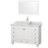 Acclaim 48 Inch Single Bathroom Vanity in White, White Carrara Marble Countertop, Pyra White Sink, and 24 Inch Mirror