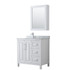 Daria 36 Inch Single Bathroom Vanity in White, White Carrara Marble Countertop, Undermount Square Sink, and Medicine Cabinet