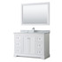 Avery 48 Inch Single Bathroom Vanity in White, White Carrara Marble Countertop, Undermount Square Sink, and 46 Inch Mirror