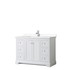 Avery 48 Inch Single Bathroom Vanity in White, White Cultured Marble Countertop, Undermount Square Sink, No Mirror